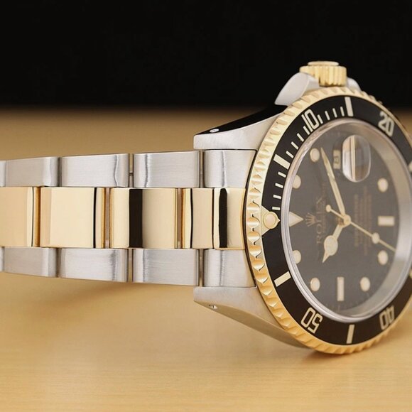 ROLEX SUBMARINER DATE 40MM 18K YELLOW GOLD STEEL 2-TONE BLACK WATCH - Picture 7 of 11